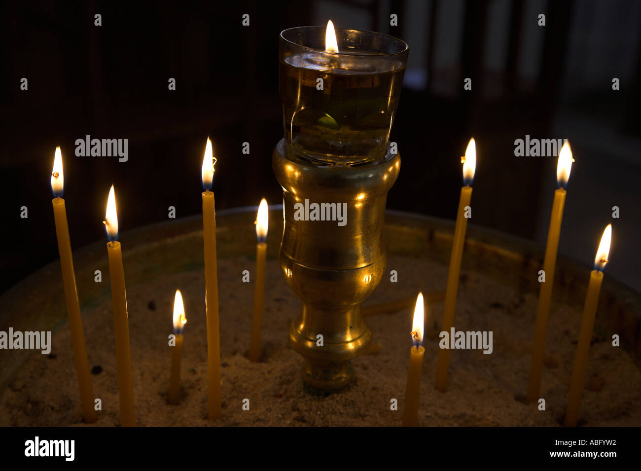 Greece Candles inside a Greek Orthodox Church in Crete Stock Photo Alamy