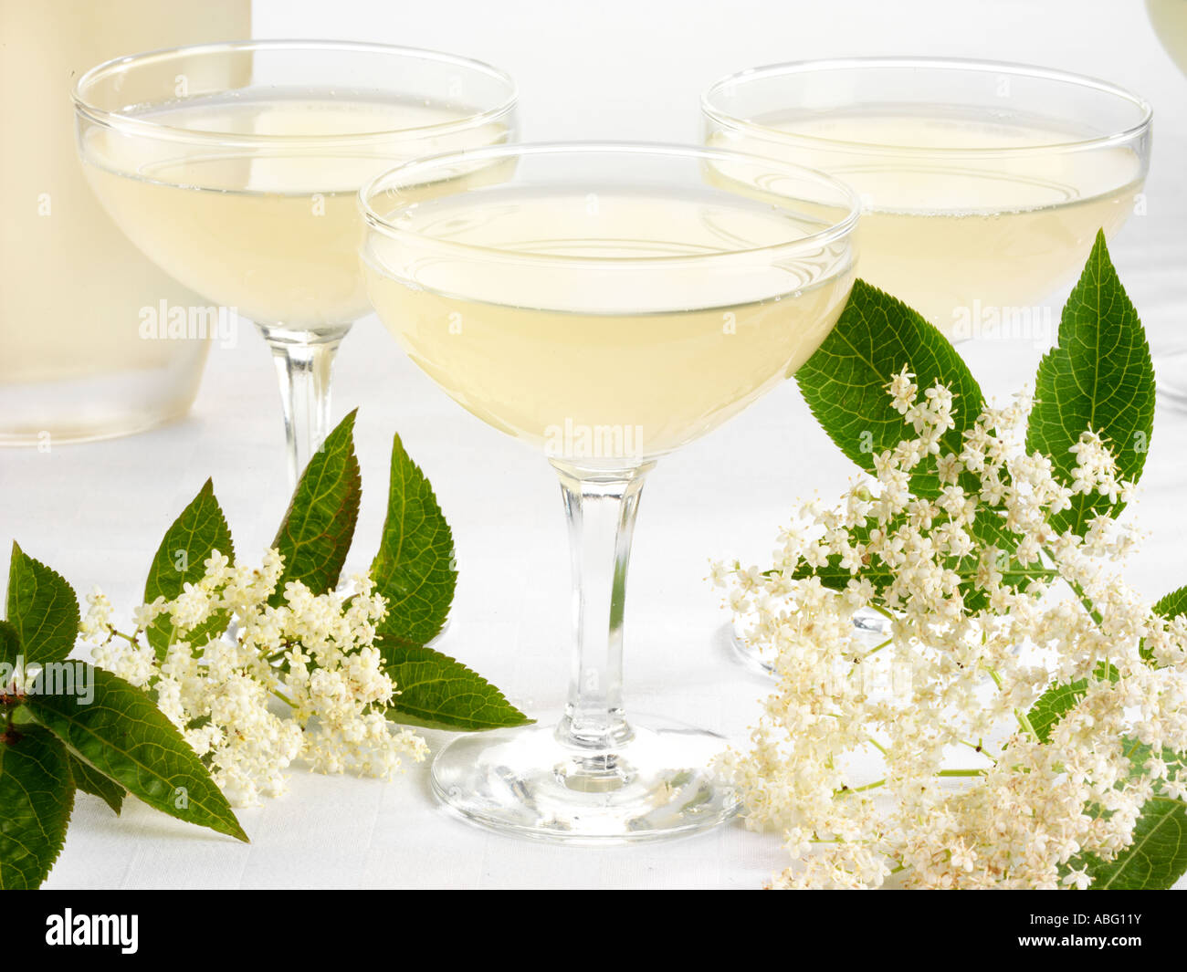 Elderflower cordial with sparkling wine hires stock photography and