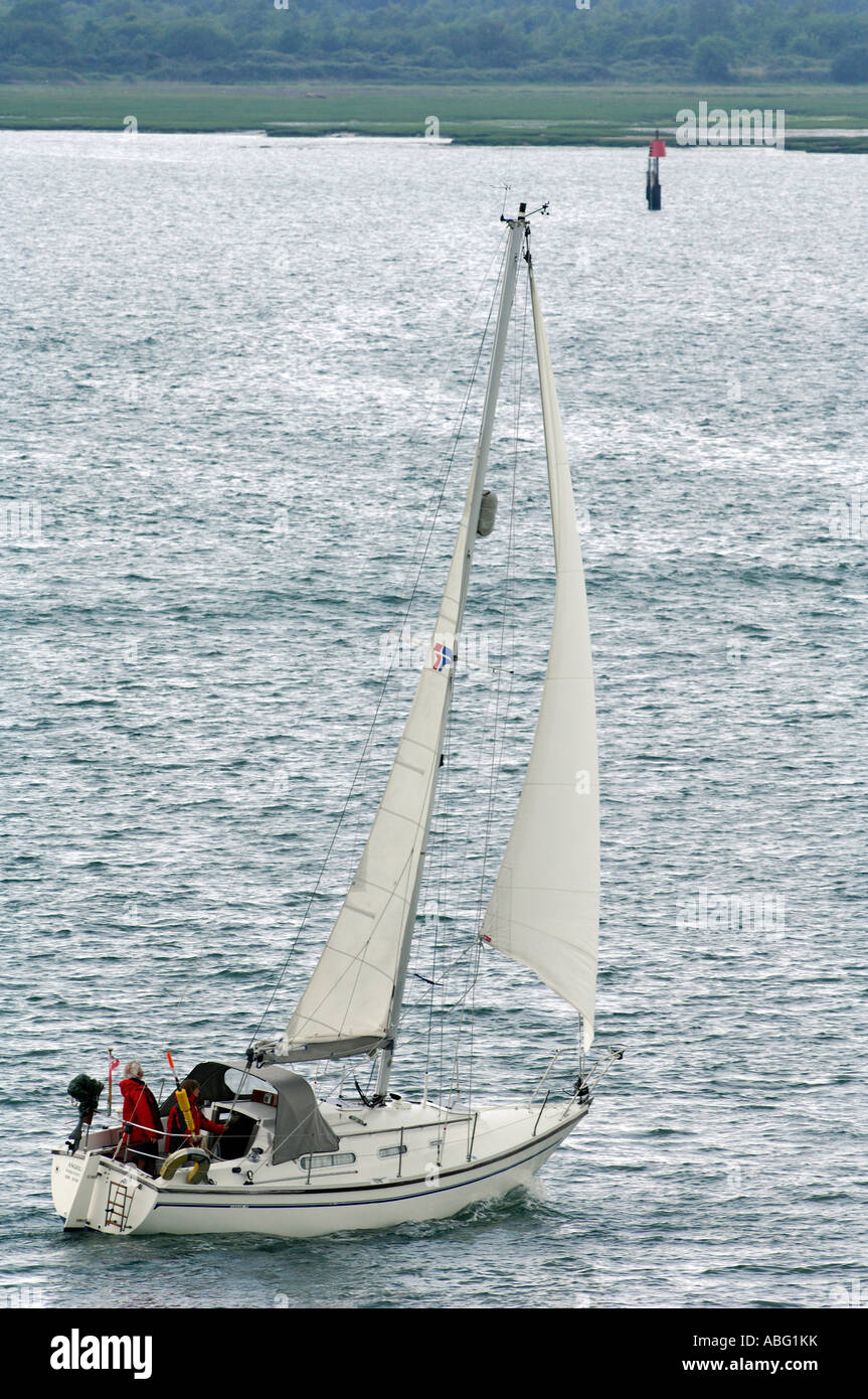 sailing yacht cruising along close hauled on port tack Stock Photo