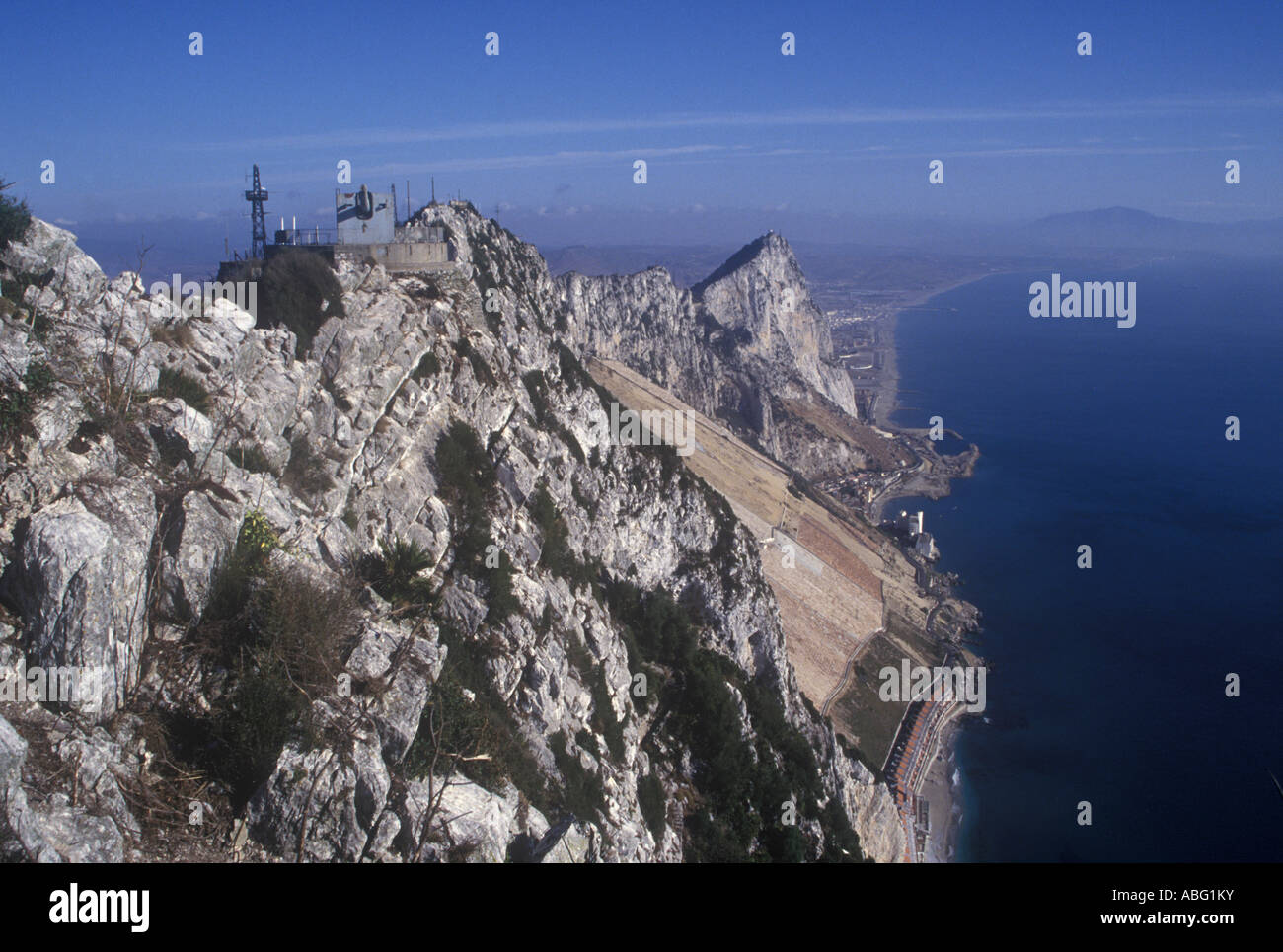 The Rock showing rain catchment area Gibraltar Stock Photo Alamy