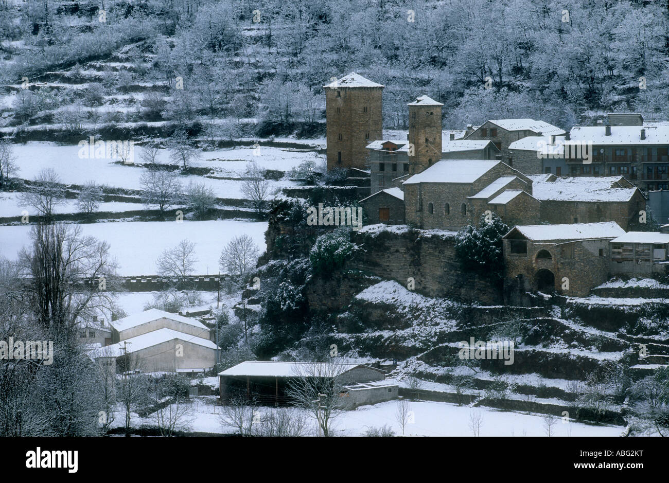 OTO IN WINTER, HUESCA PROVINCE, SPAIN Stock Photo
