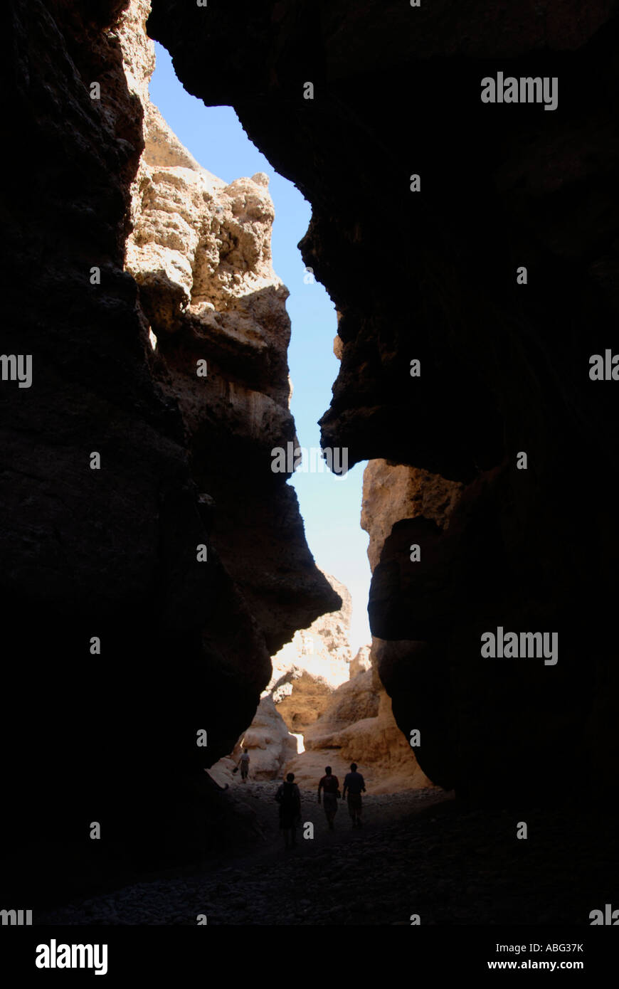 Looking up skywards in narrow Sesriem Canyon Namibia Southern Africa Stock Photo