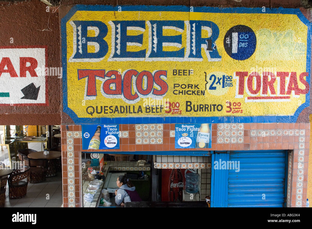 Beer, Tacos, Tortas, sign, Tijuana, Mexico Stock Photo Alamy
