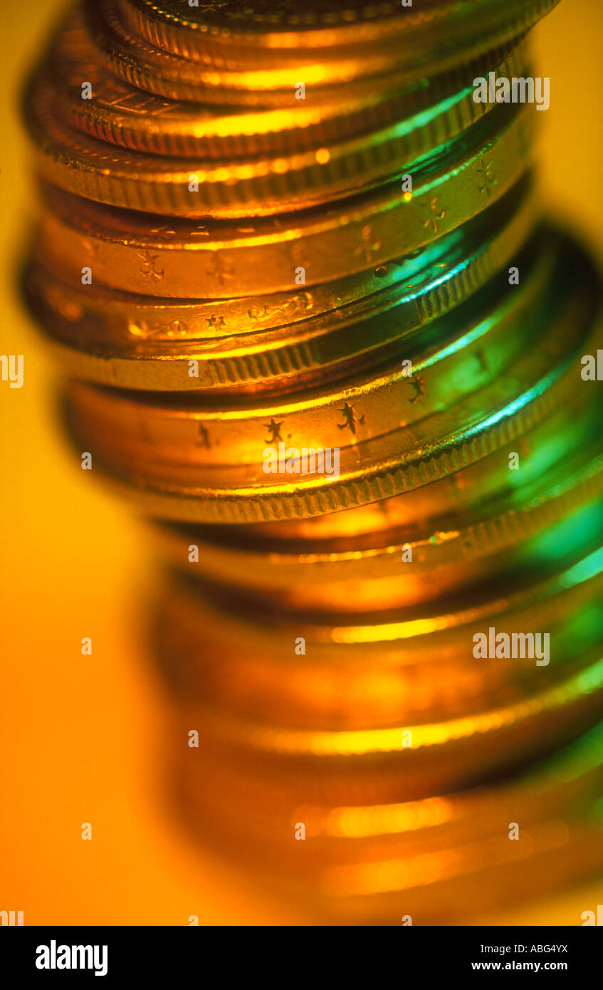 PILE OF COINS, STACK OF Stock Photo