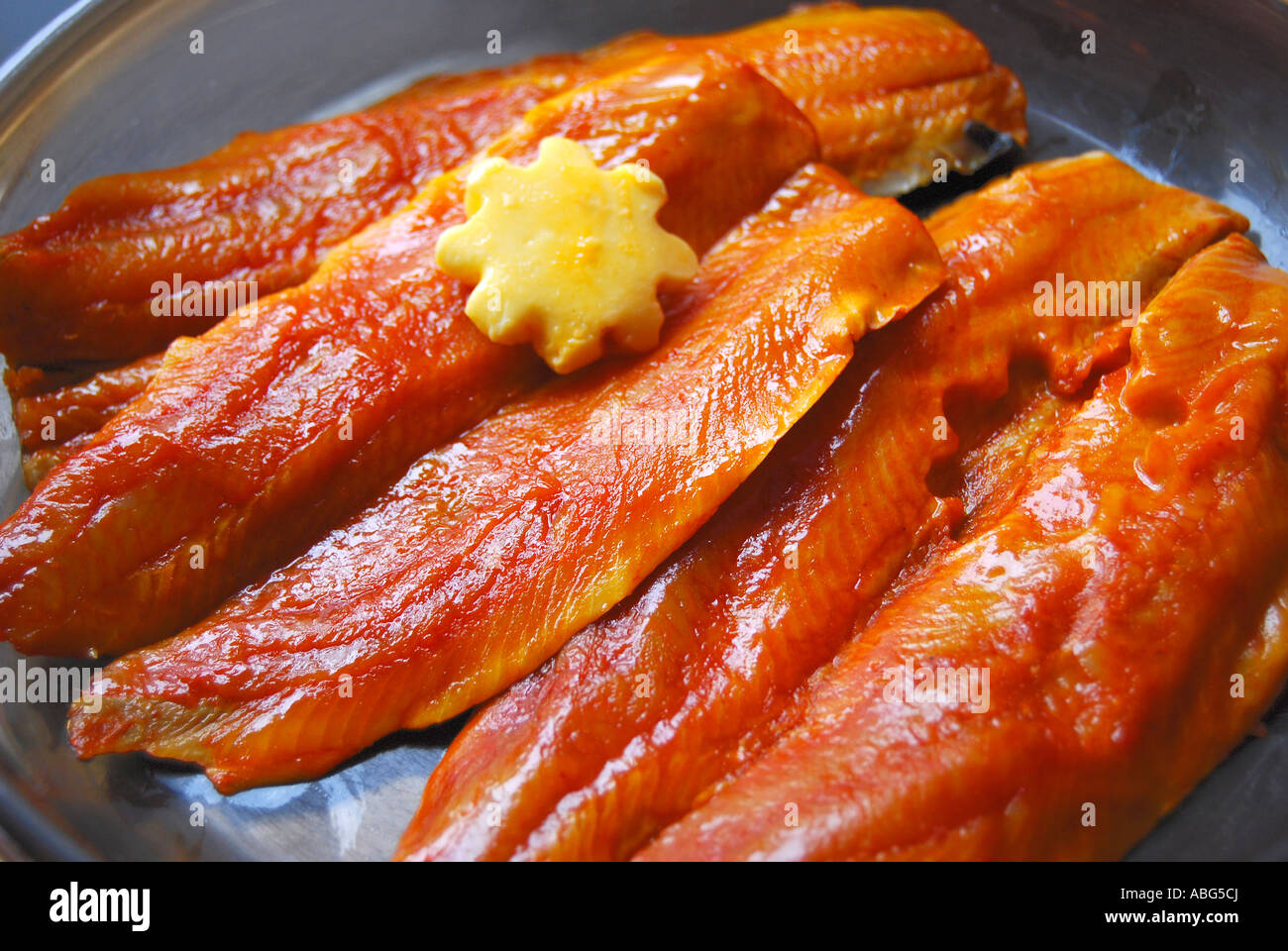 Kippers with butter, scottish smoked herring Stock Photo Alamy