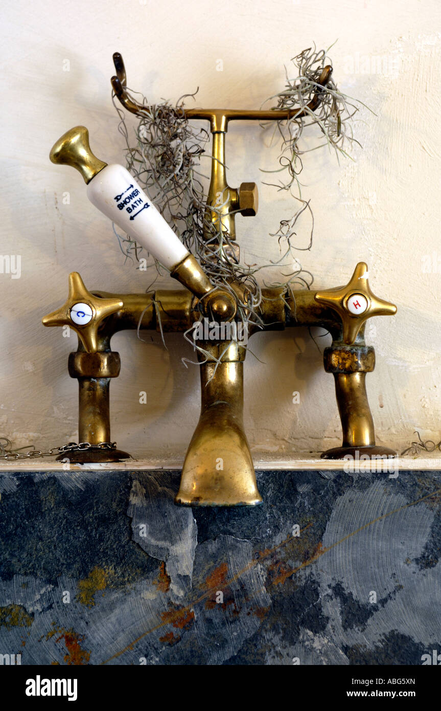 Old fashioned shower mixer taps Stock Photo Alamy