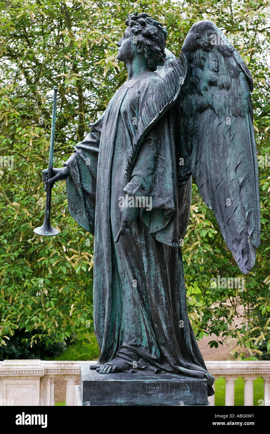 Bronze Angel Holding Trumpet at the Entrance to the Royal Mausoleum at Frogmore, Windsor, England Stock Photo