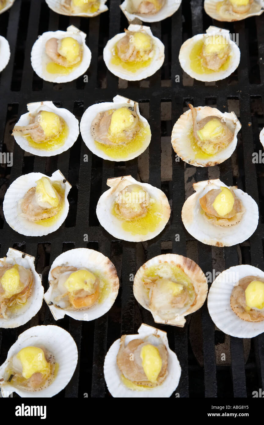 Scallops on Barbeque Stock Photo