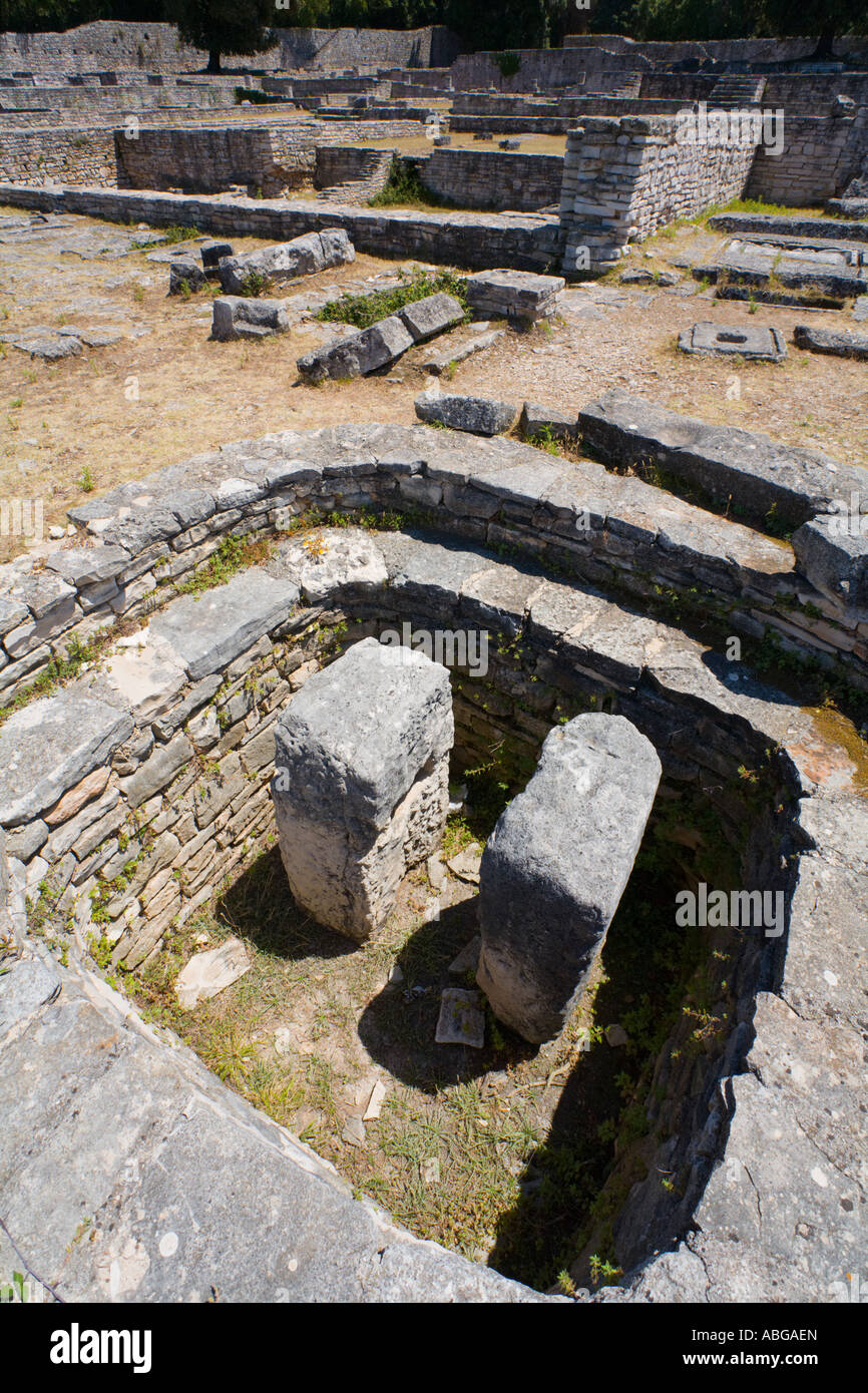 Dobrika bay ruins of byzantine castle on Brioni islands, Veliki Brijun, Croatia Stock Photo