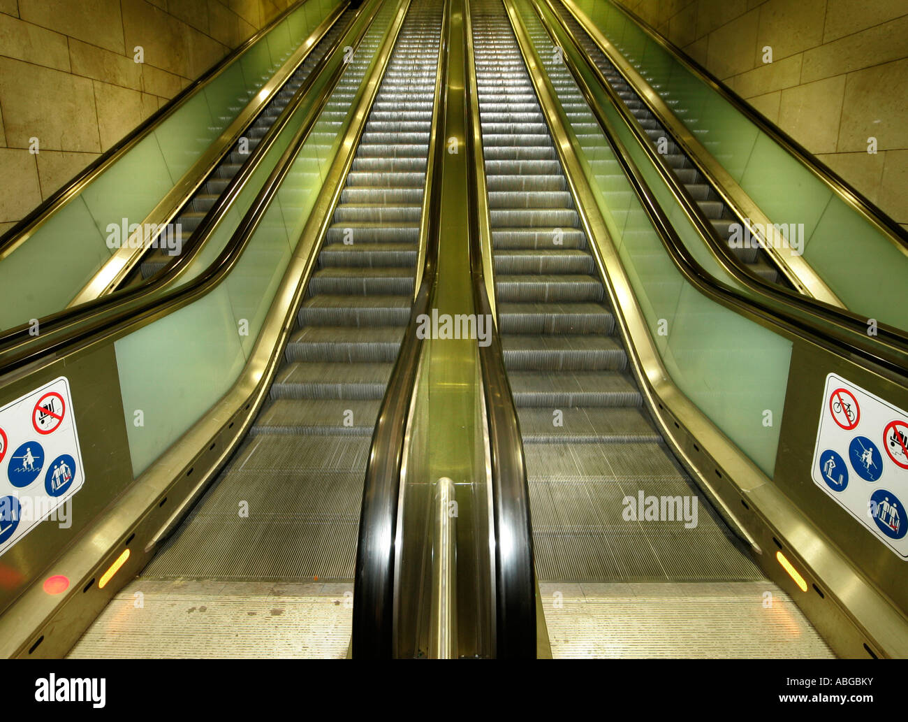 Escalator in the railway station in Frankfurt, Hessen, Germany Stock Photo