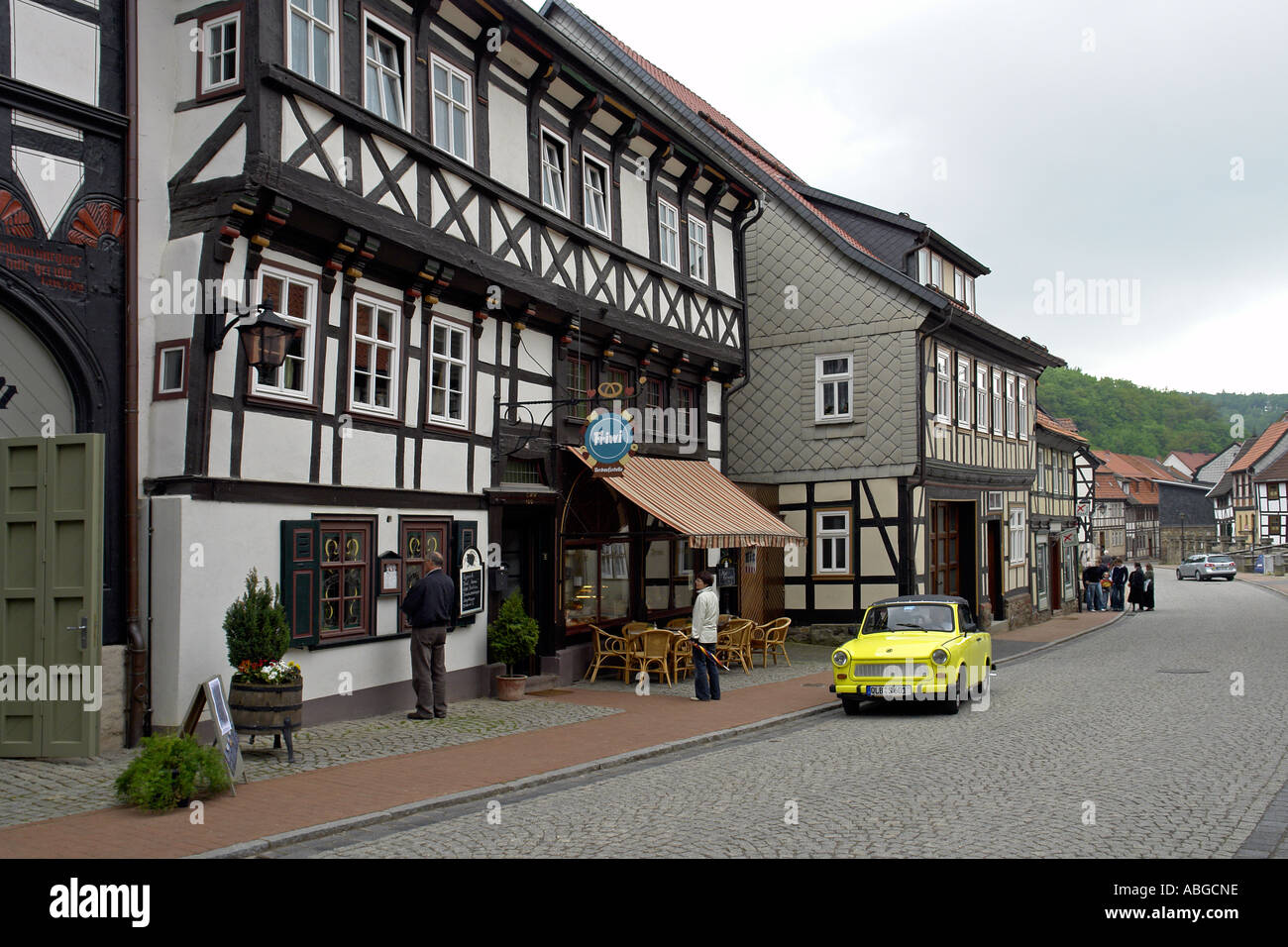Old houses in the town of Stolberg in the Harz Mountains Stock Photo