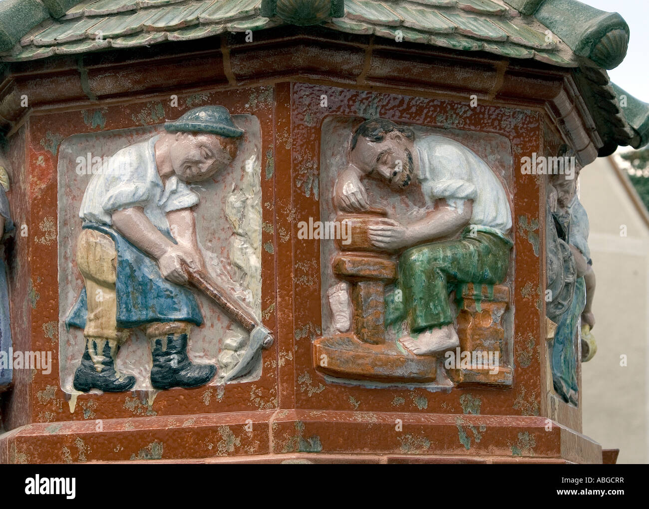 Detail, Toepferbrunnen (potter's fountain), Kohren-Sahlis, Saxony, Germany Stock Photo