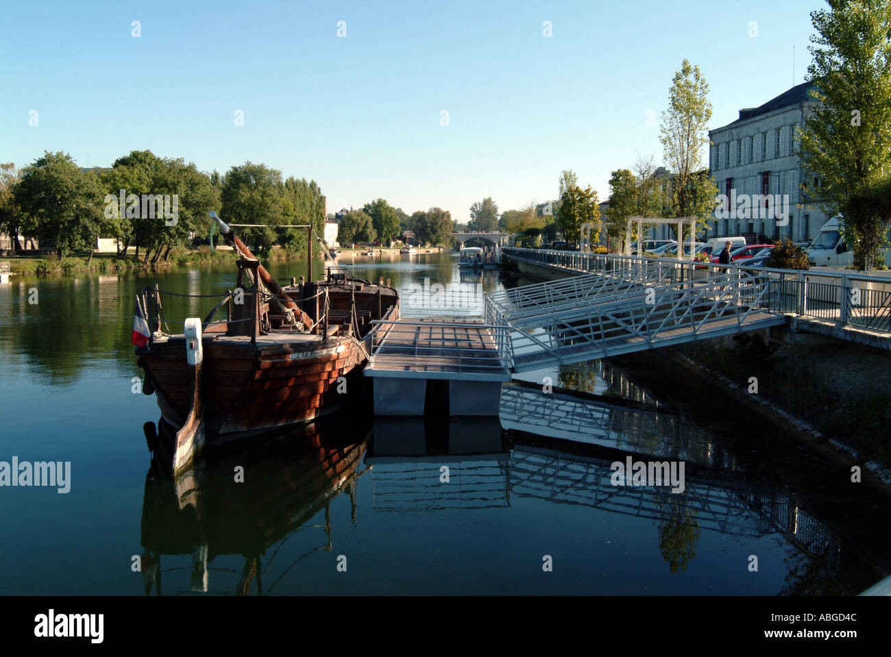 Cognac  Charente Region France La Charente river barge Stock Photo