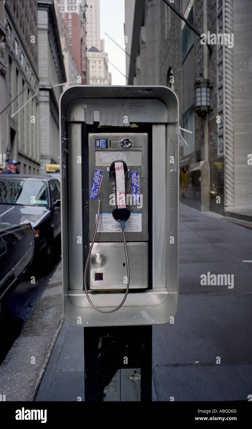 public telephone on Wall Street in New York USA Stock Photo Alamy