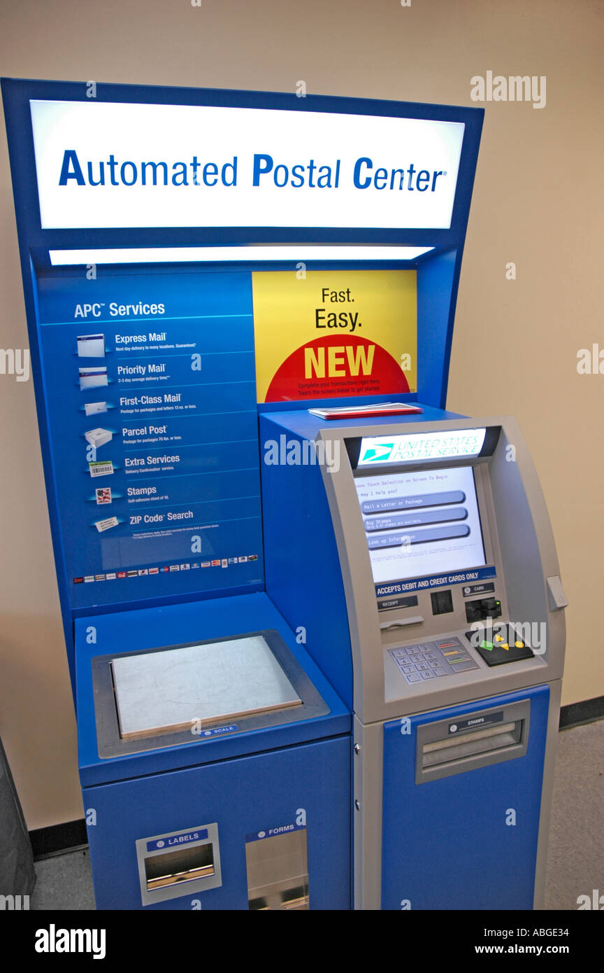 New Automated machine in the USPS Post Offices in the US Stock Photo