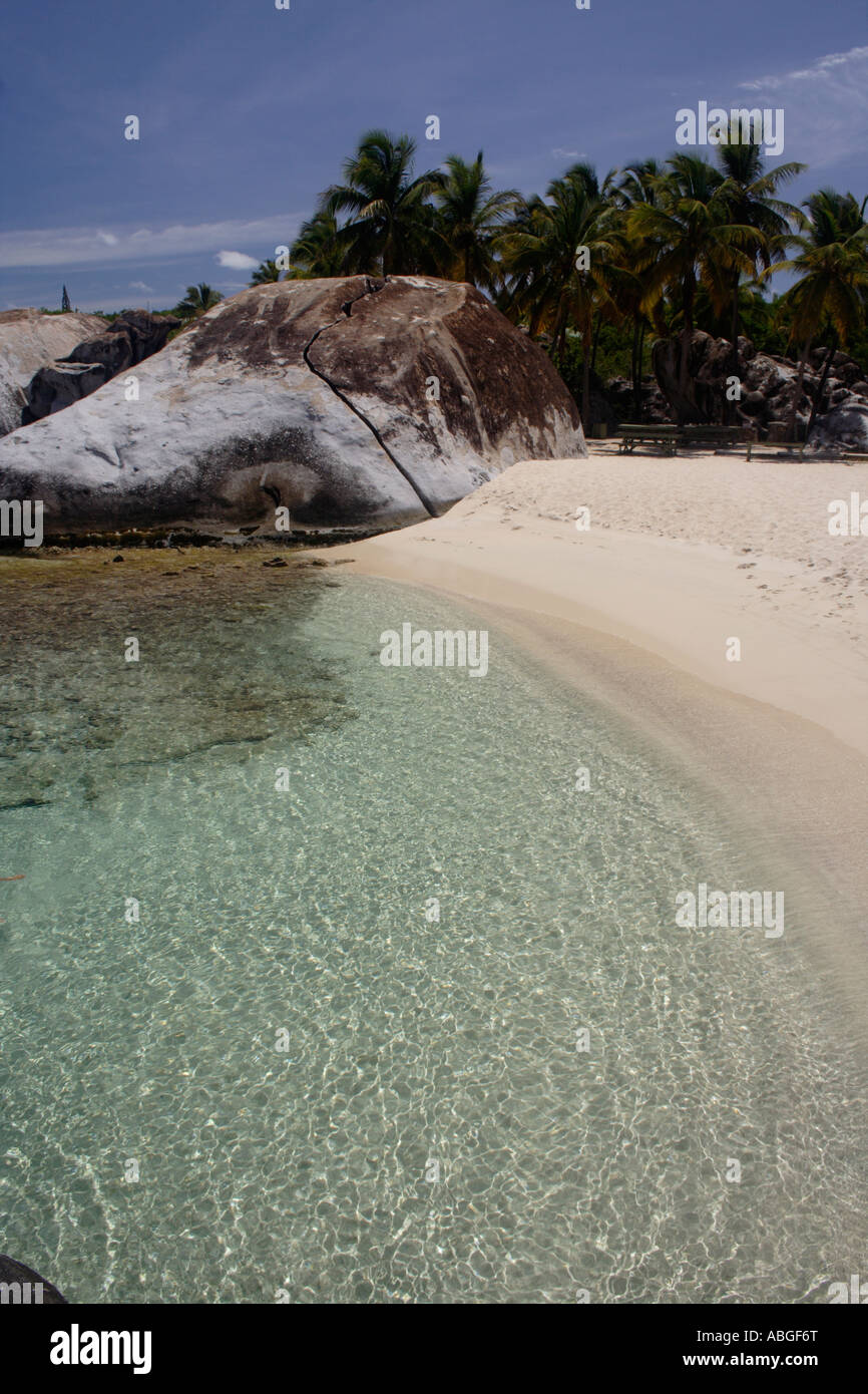 Boulder on shore, spring bay bvi Stock Photo - Alamy