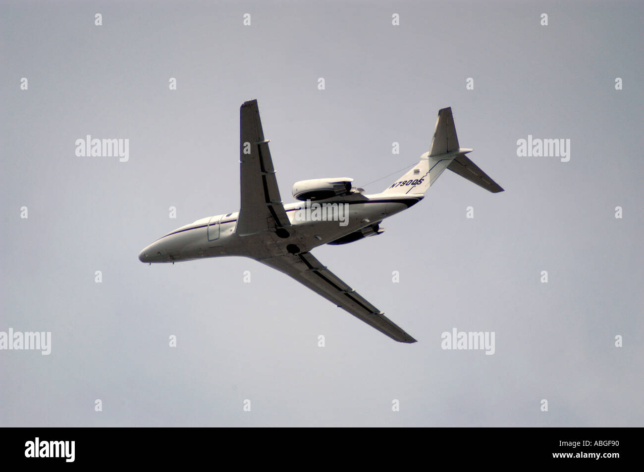 Airplane in the air Gulfstream BizJet Taking off Stock Photo