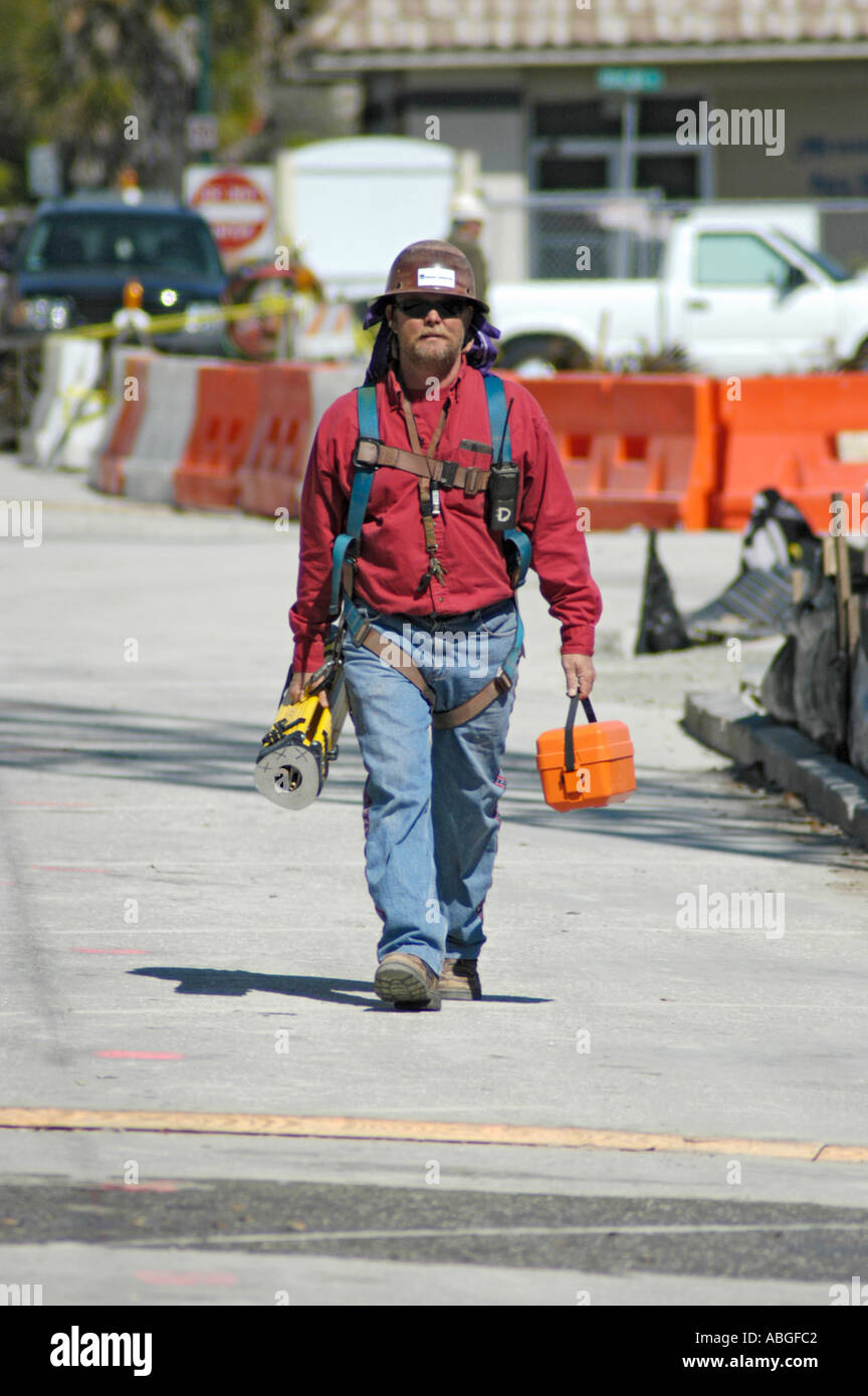 Major construction site in downtown Sarasota Florida Steelworker Stock