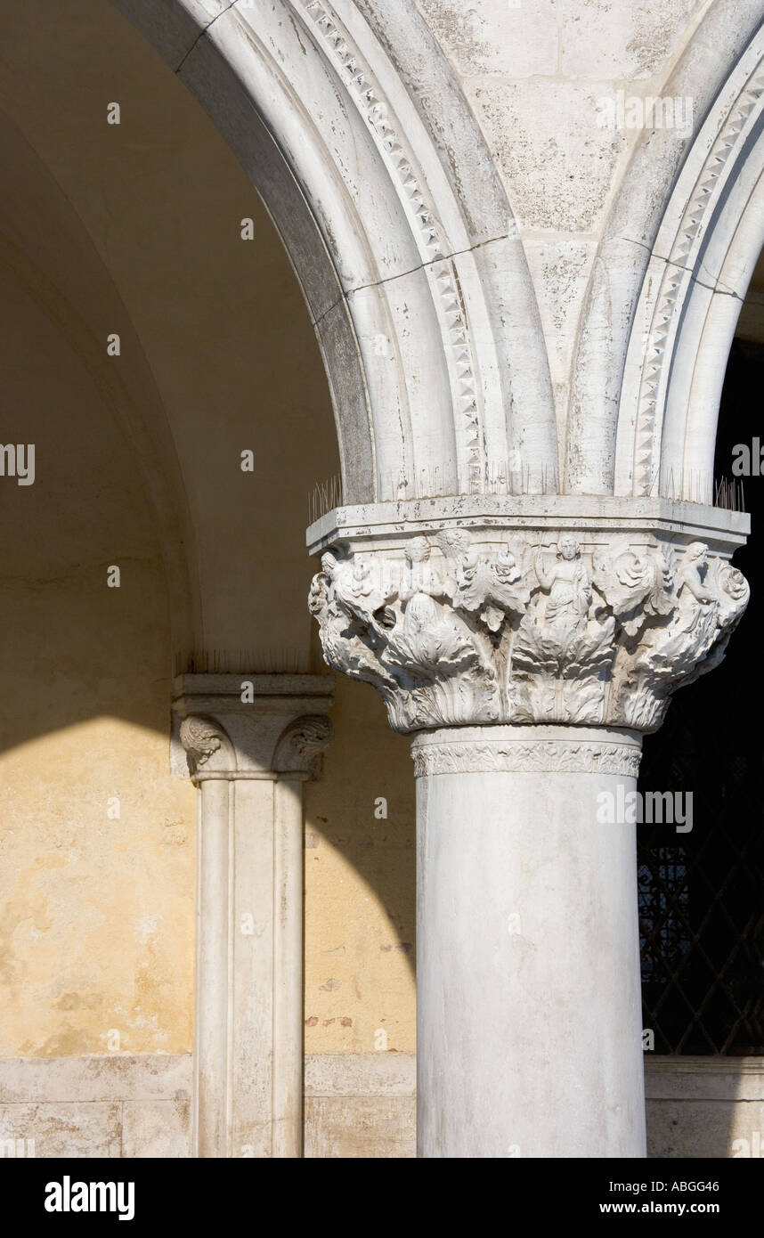 Column on the Doges Palace Venice Italy Stock Photo