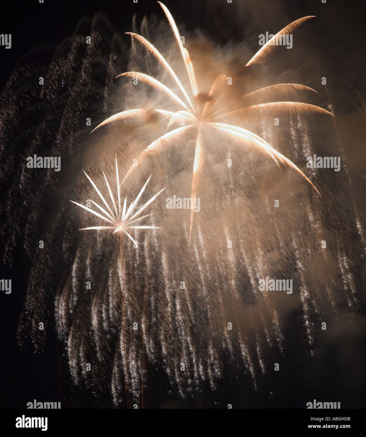 Fireworks in the night sky Stock Photo
