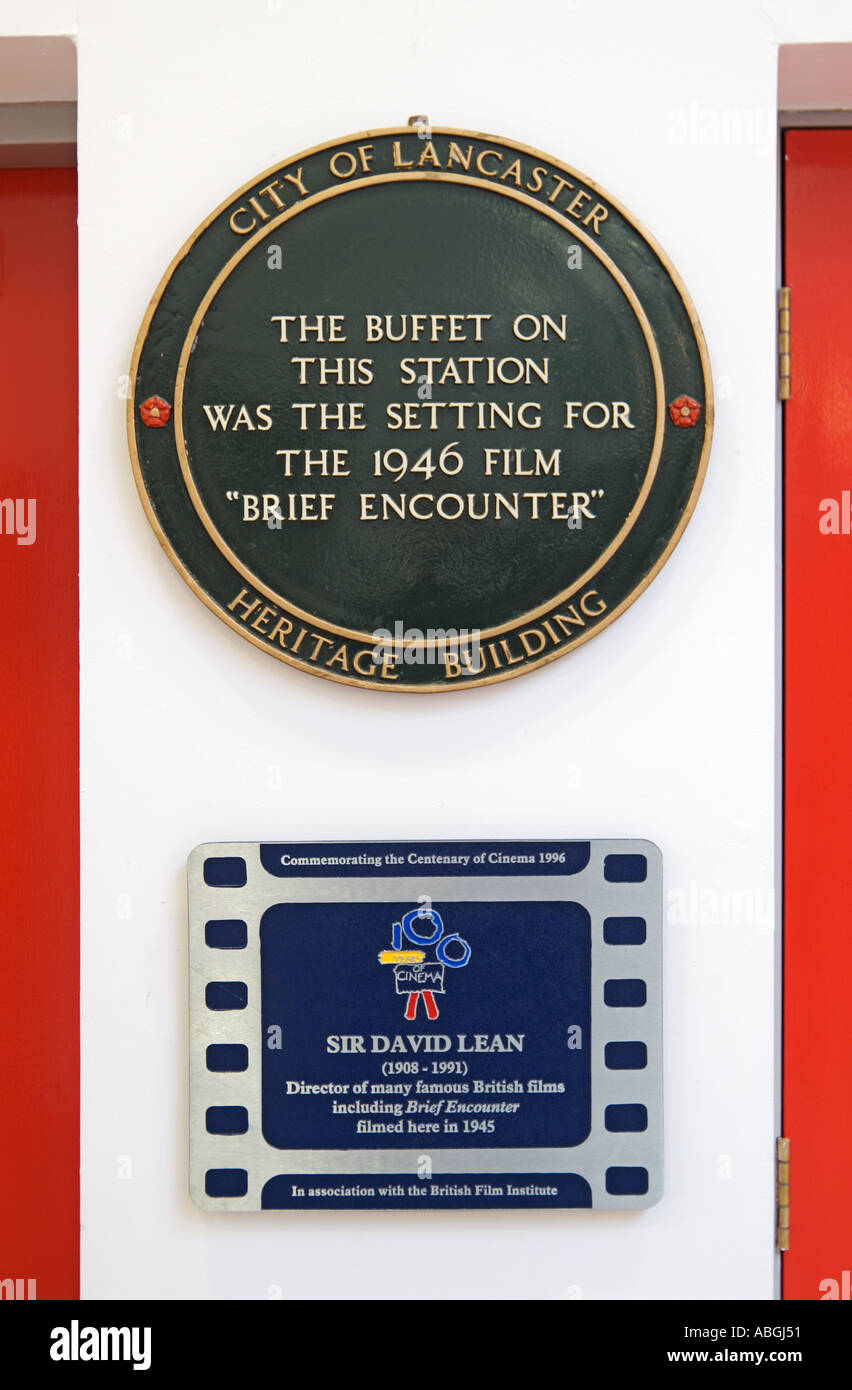 Brief Encounter film location memorial sign Carnforth railway station