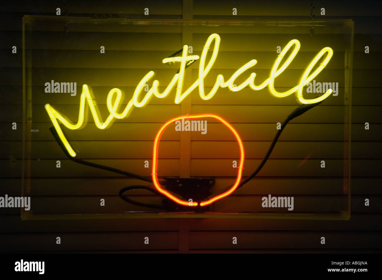 Neon meatball sign Stock Photo - Alamy