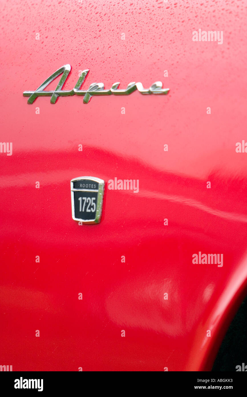 Front wing detail red 1967 Sunbeam Alpine classic car Stock Photo