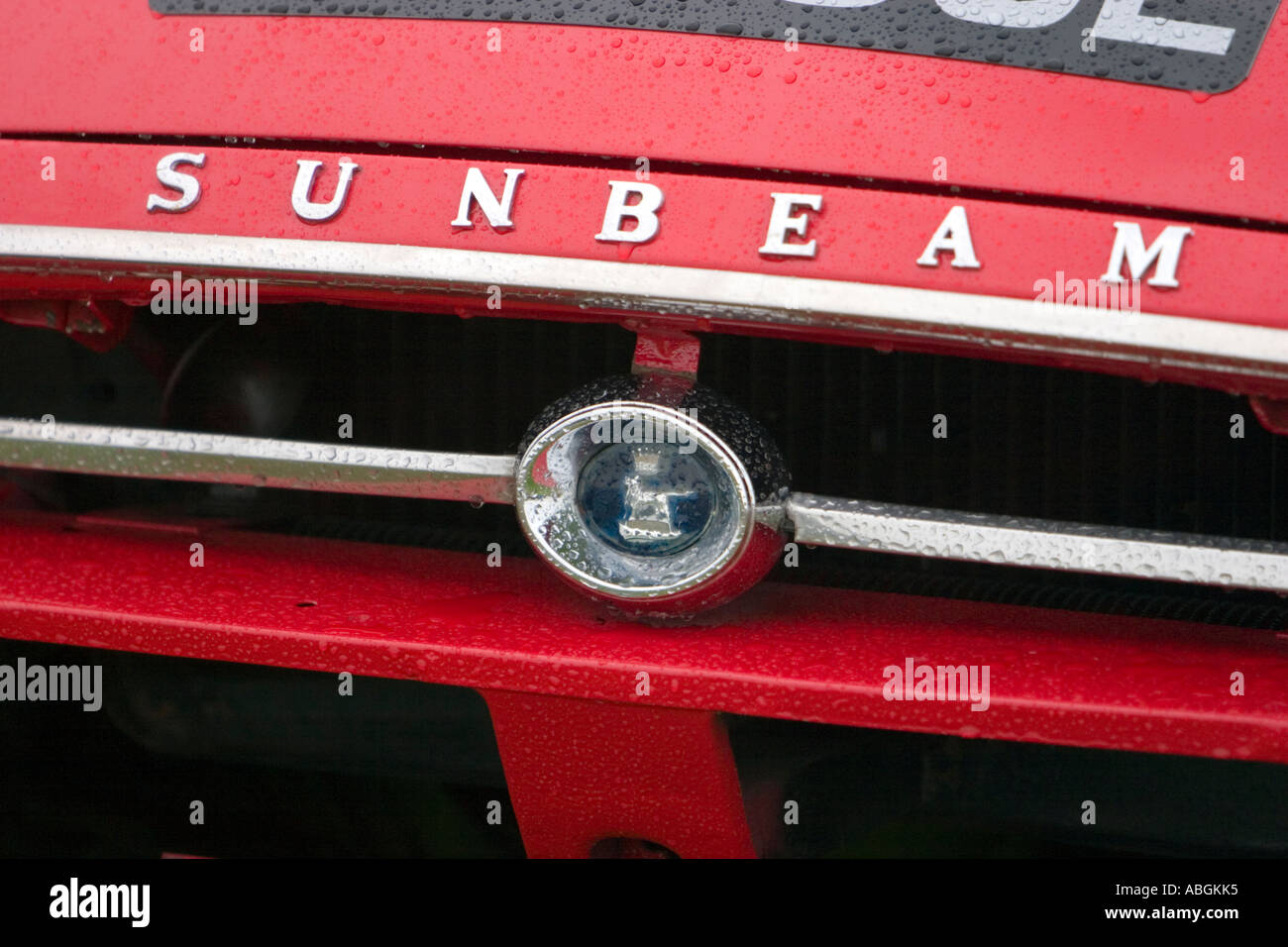 Front grille detail red 1967 Sunbeam Alpine classic car Stock Photo