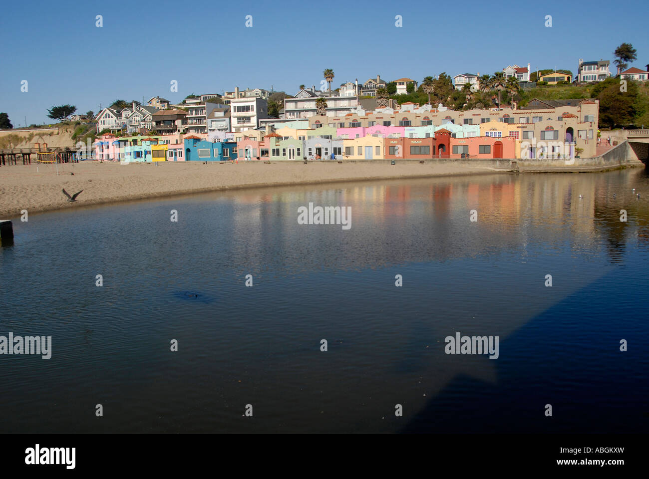 Colorful Cottages Along Bay In Capitola California Capilota Is