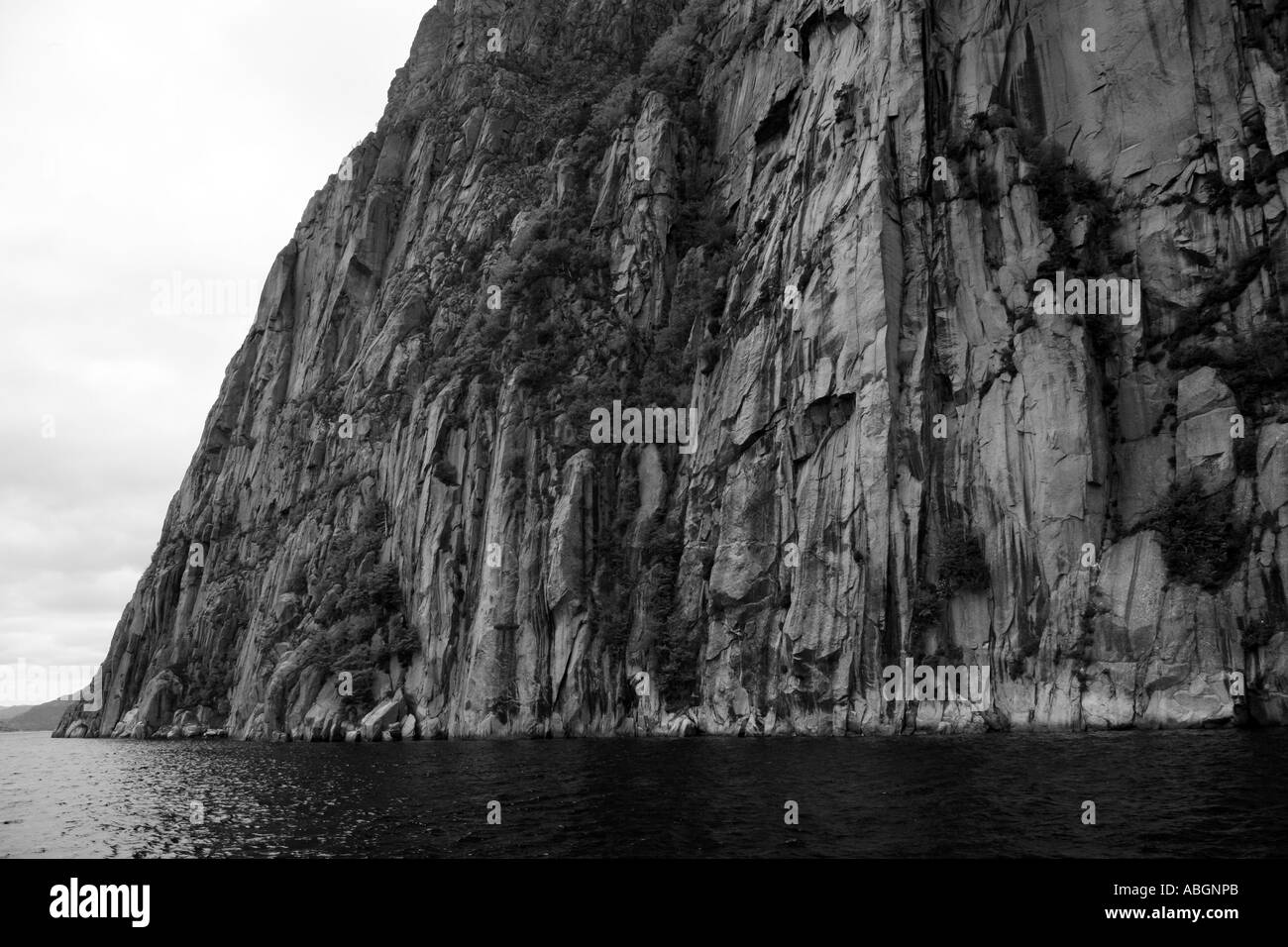 Black & White Fjord rocks Stock Photo