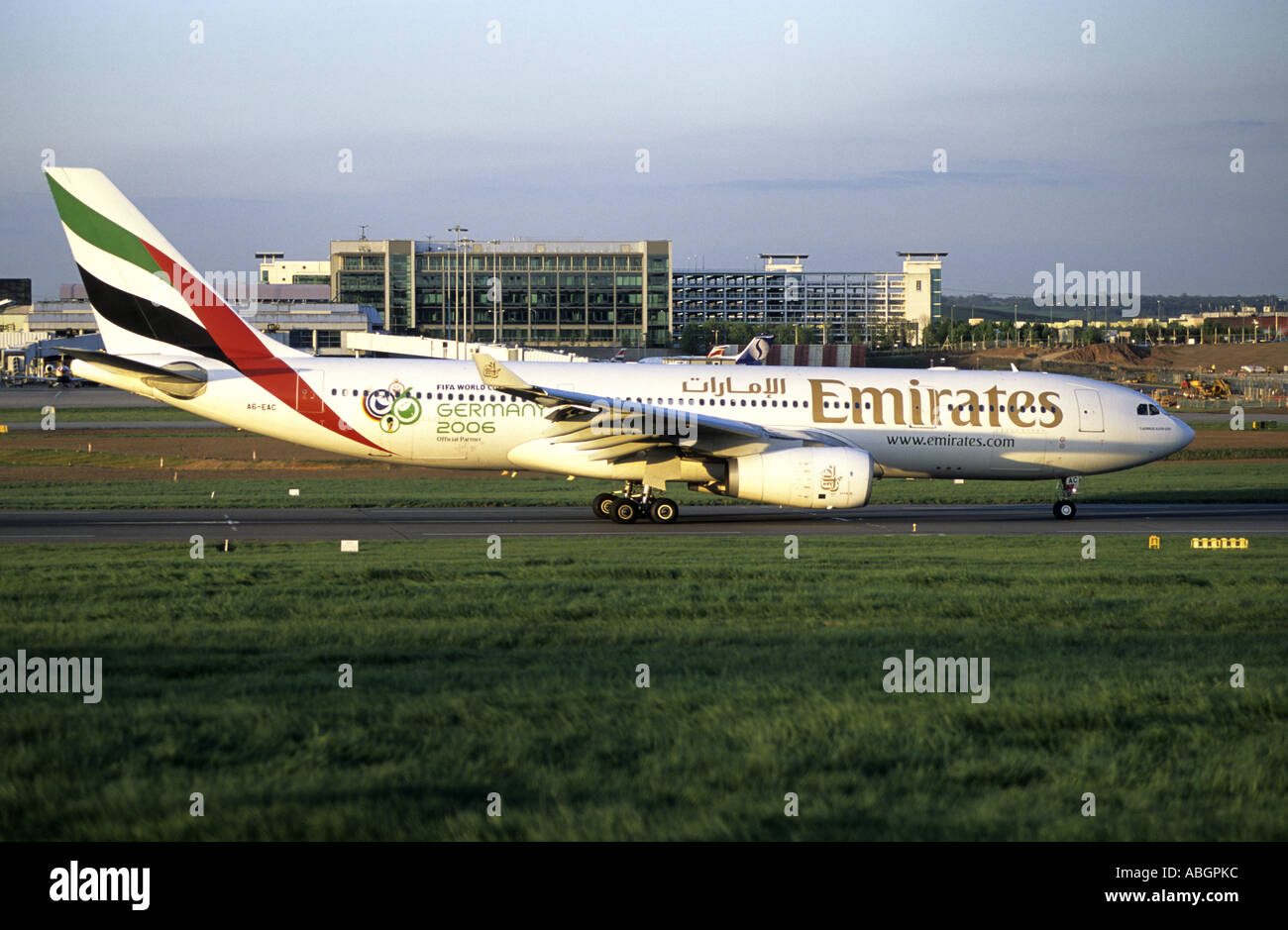 Emirates Airlines Airbus A330 aircraft taxiing at Birmingham