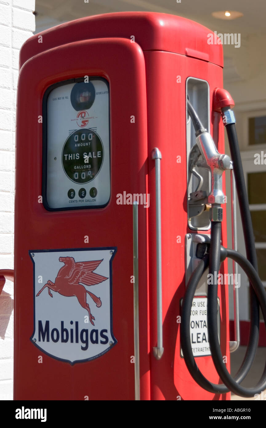 Antique Mobilgas Pump on the grounds of the Little Rock Central High School Nationl Historic Site Visitor Center Stock Photo
