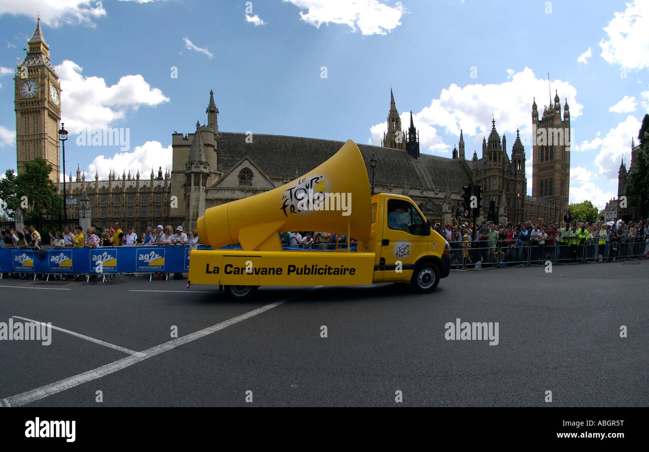 Tour de France publicity caravan out side the Houses of Parliament Stock Photo