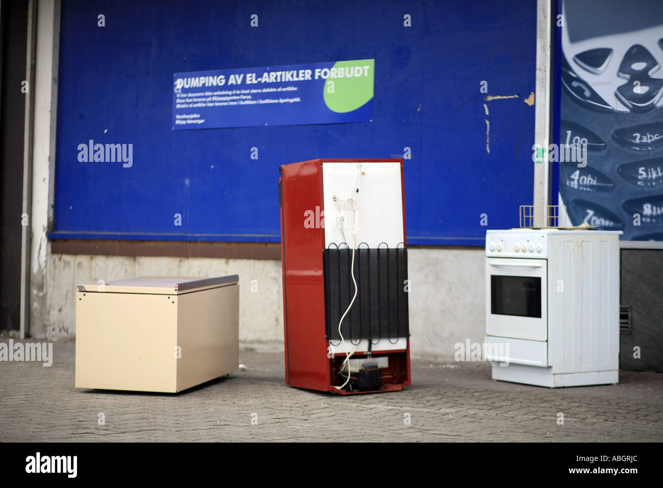 No Dumping (Fridge, cooker, freezer) !!!!!!! Stavanger, Norway Stock Photo