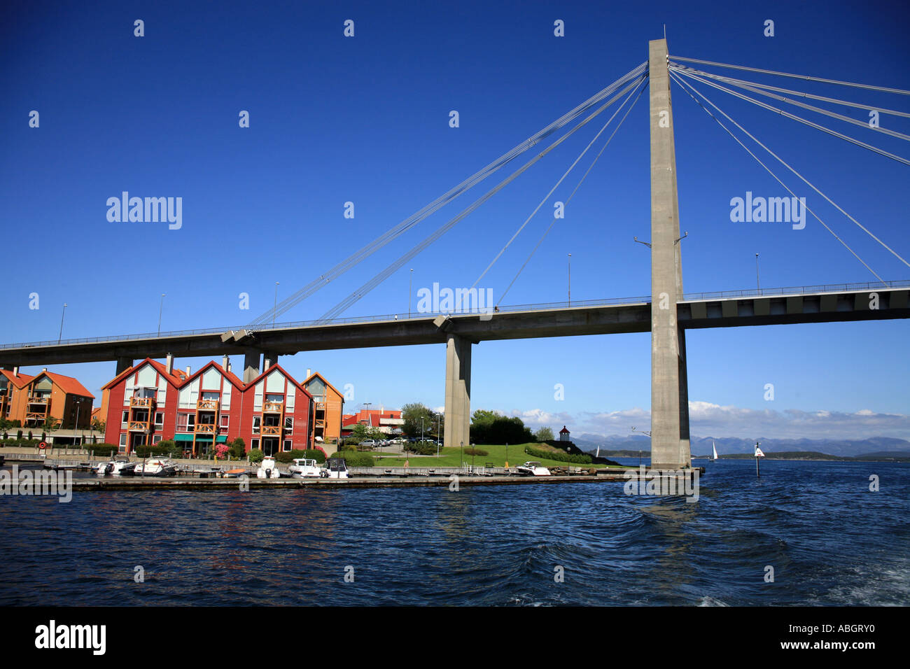 Suspension Bridge, Stavanger Bay, Norway Stock Photo