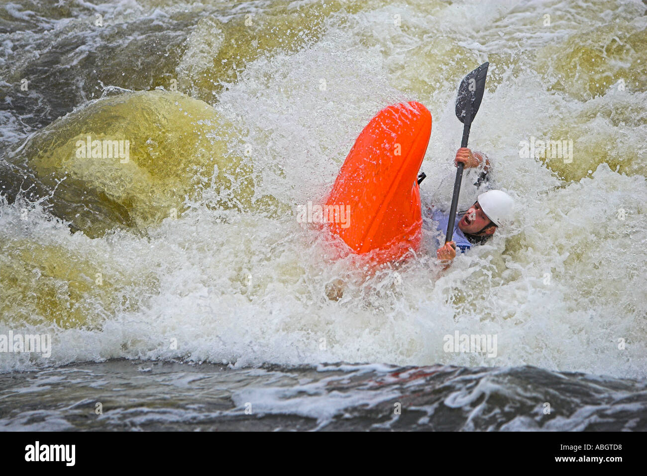 Competitor at the Eurocup Freestyle Kayak Competition Nottingham July 2005 Stock Photo