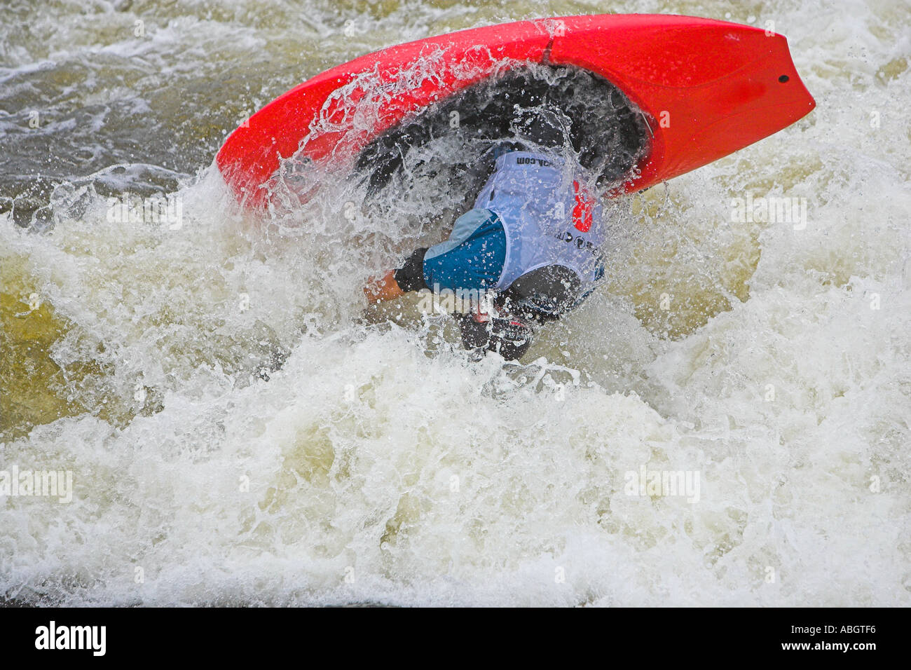 Competitor at the Eurocup Freestyle Kayak Competition Nottingham July 2005 Stock Photo