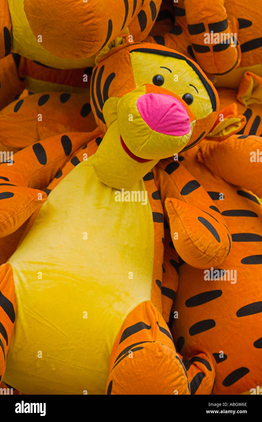 cartoon caracter, cuddly toy, cuddly, soft toy, soft, orange, pink, stripe, stripes, toy, cartoon, character Stock Photo