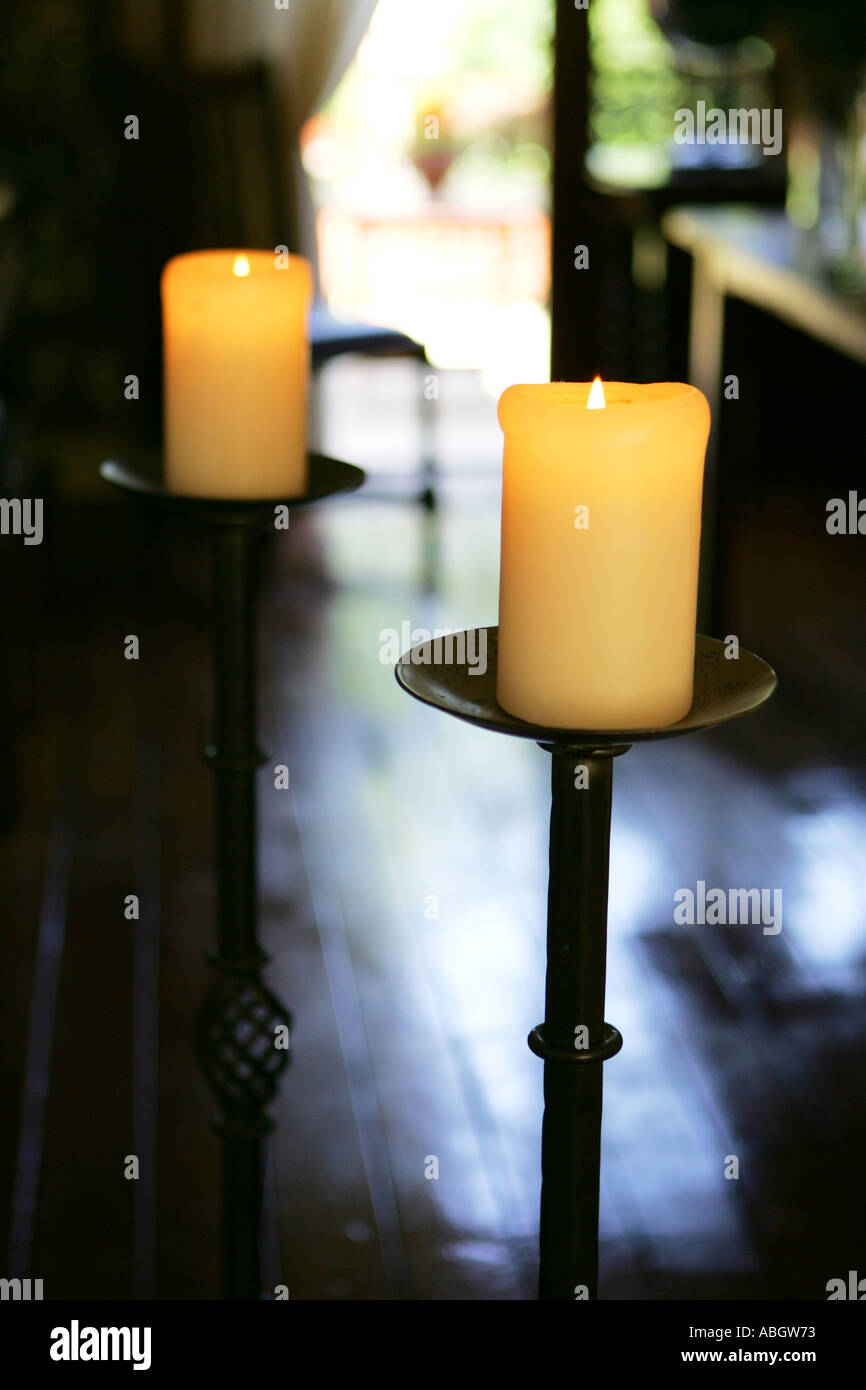 two candles in home Stock Photo Alamy