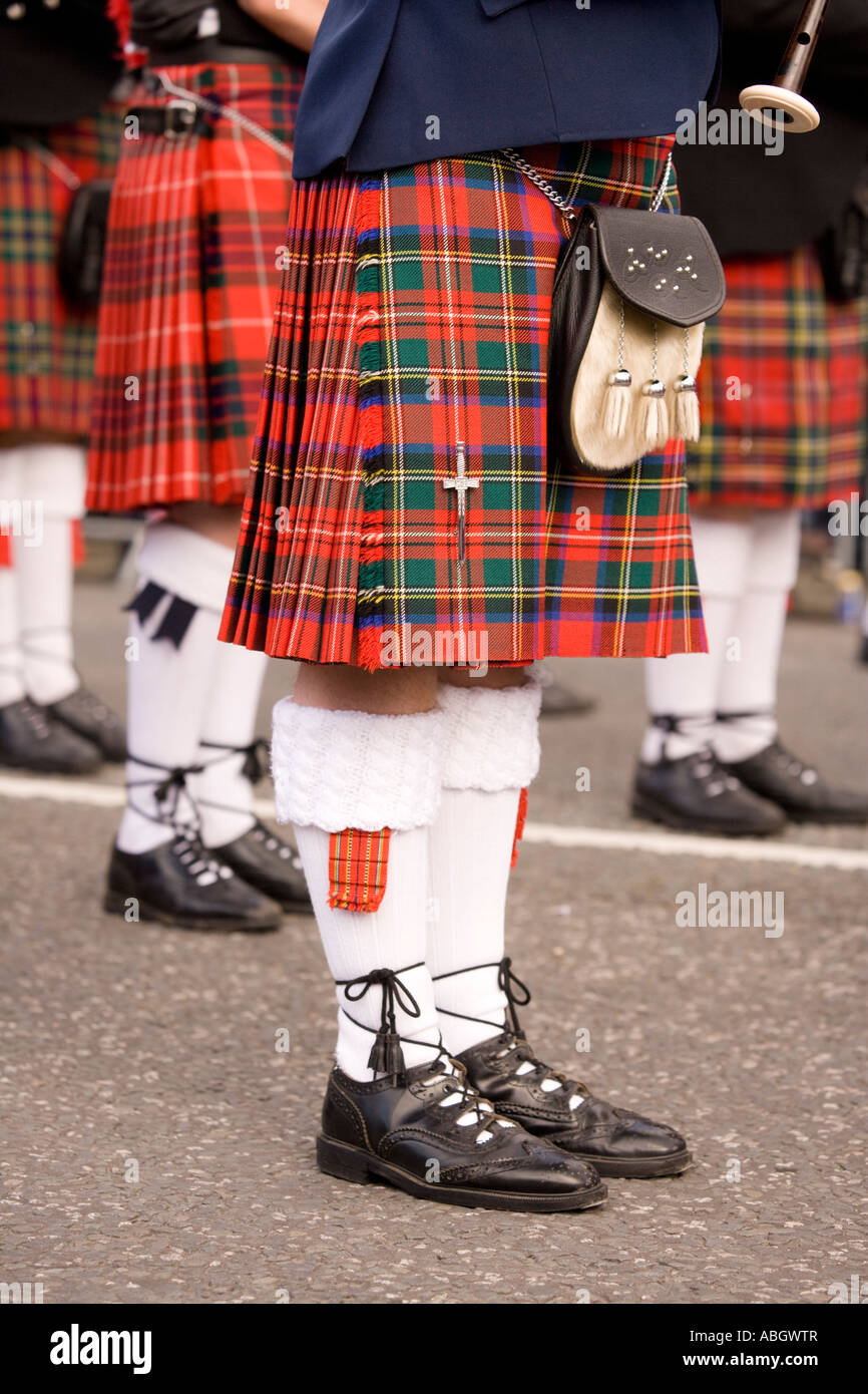 Scottish traditional dress kilt sporran brogues pipe band Scotland UK Stock  Photo - Alamy
