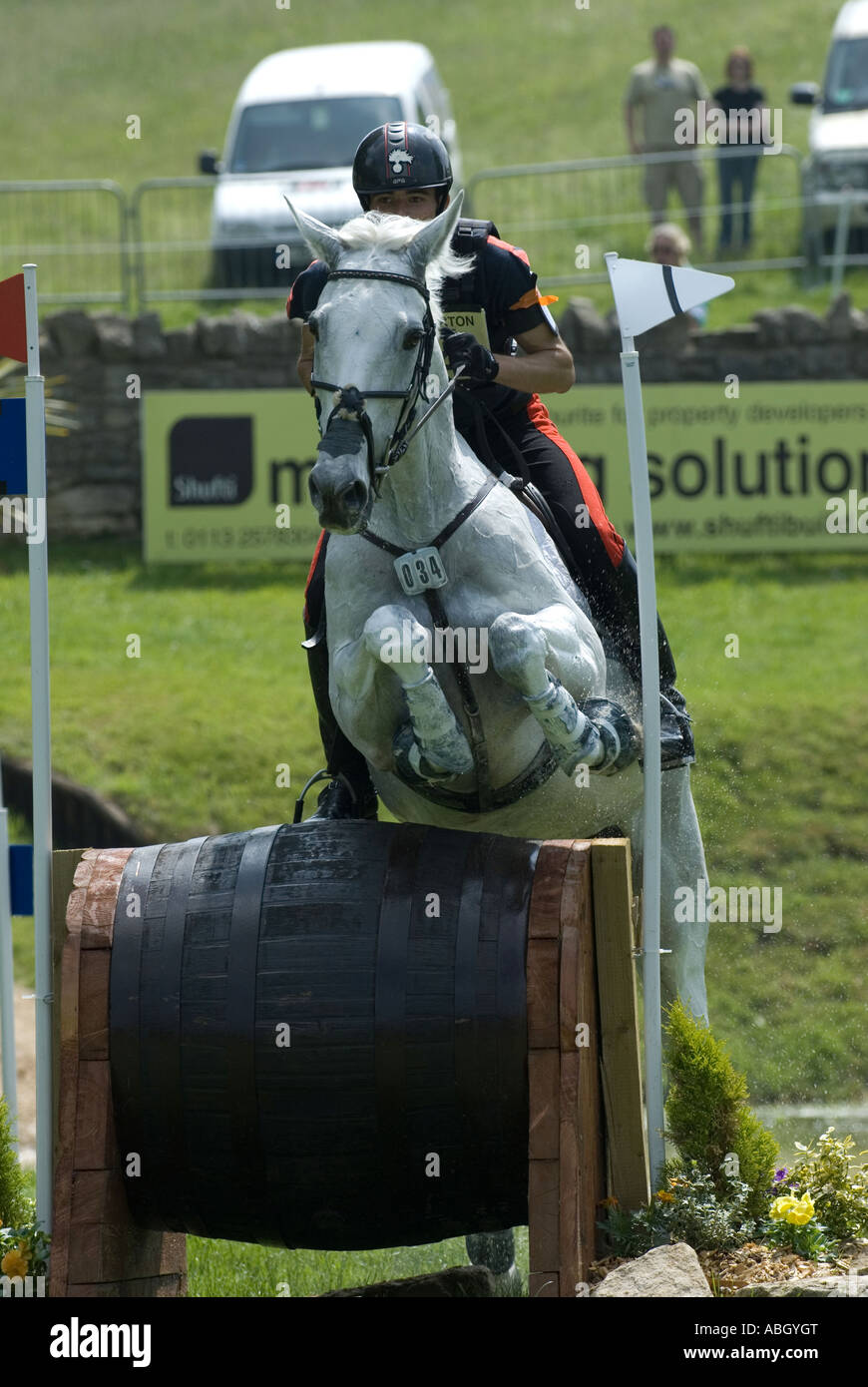 Three Day Event  Rider Francesco Zaza Taking part in the Cross Country Phase at the Bramham Horse Trial 2007 Stock Photo