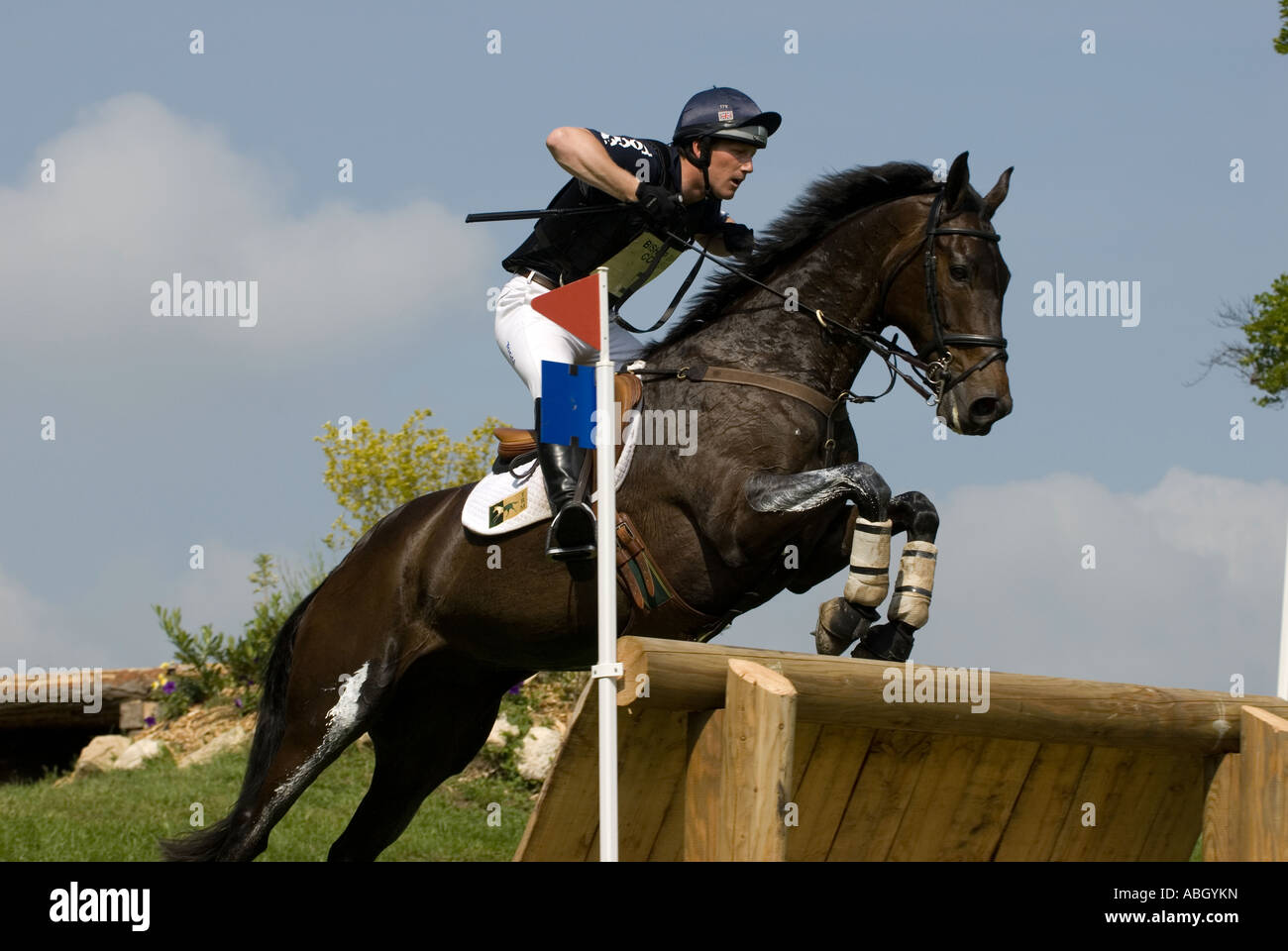 Three Day Event  Rider Oliver Townend Taking part in the Cross Country Phase at the Bramham Horse Trial 2007 Stock Photo
