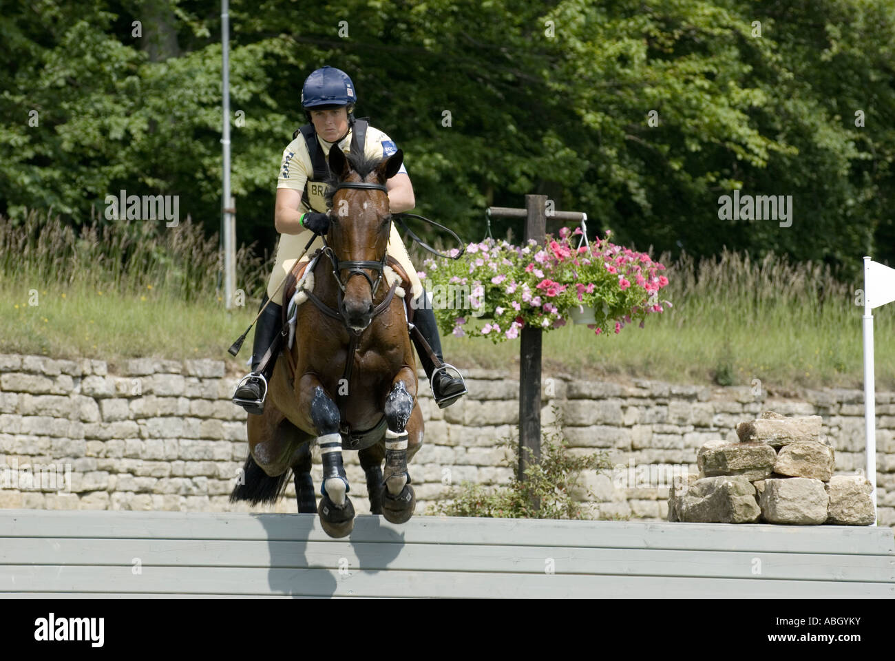 Three Day Event  Rider Pippa Funnel Taking part in the Cross Country Phase at the Bramham Horse Trial 2007 Stock Photo