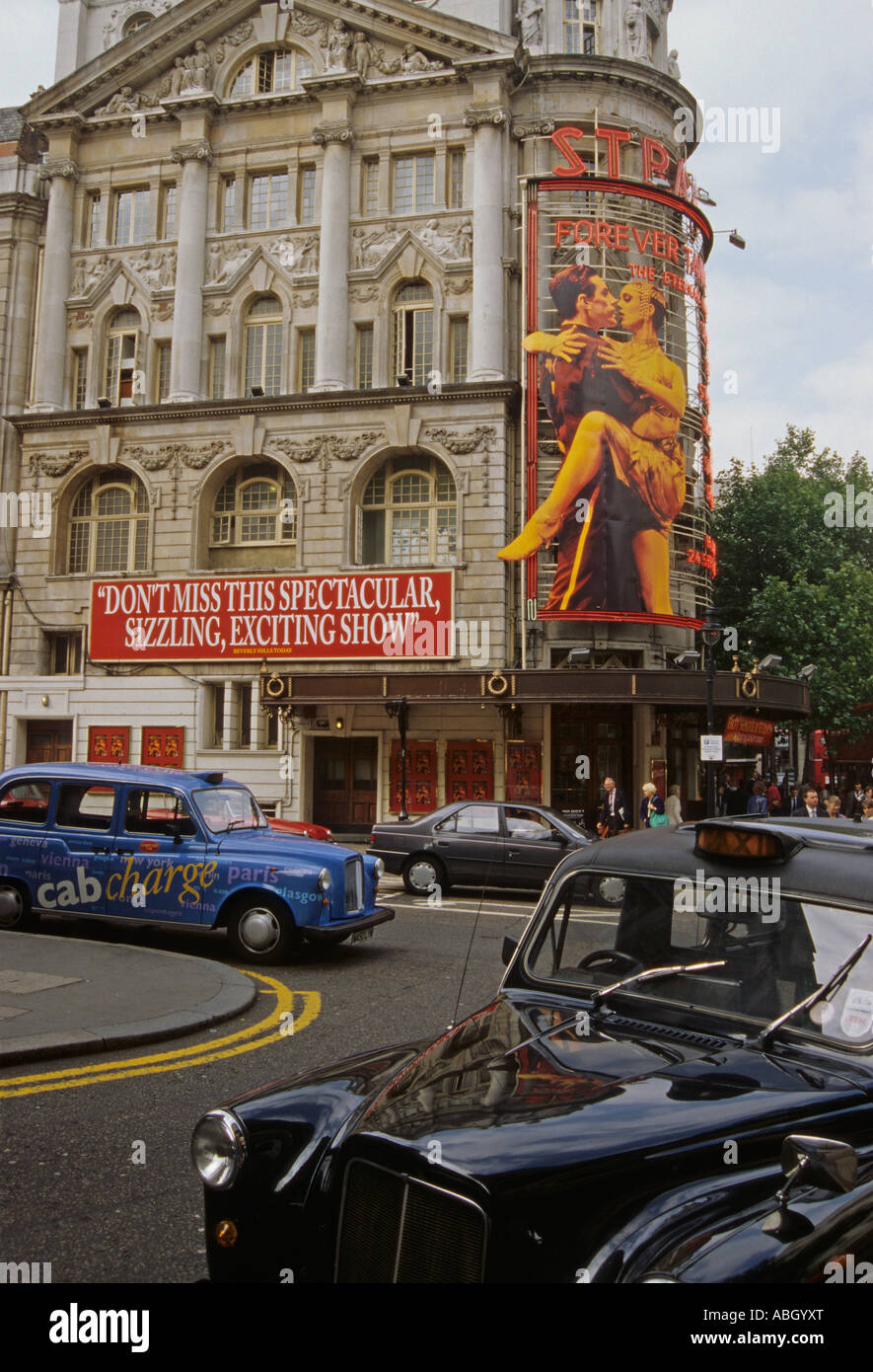 TAXI WAITING OUTSIDE THE STRAND THEATRE CITY OF LONDON UNITED KINGDOM