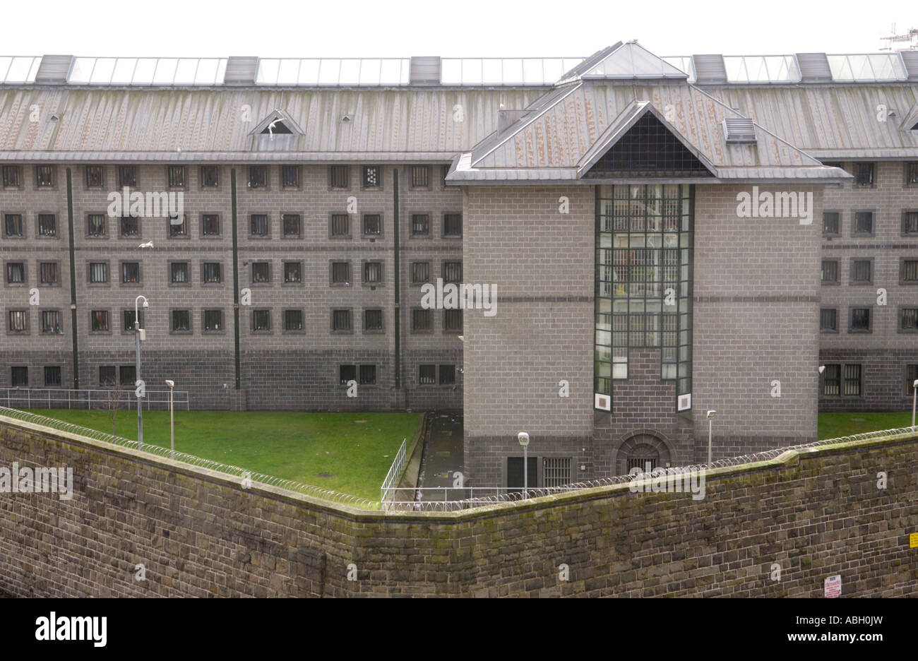 View over walls of Cardiff Prison South Wales UK Stock Photo