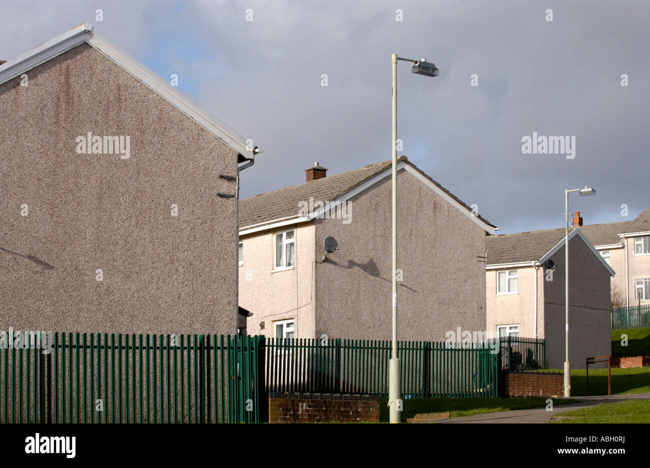 Housing on Gurnos Estate Merthyr Tydfil South Wales UK with security