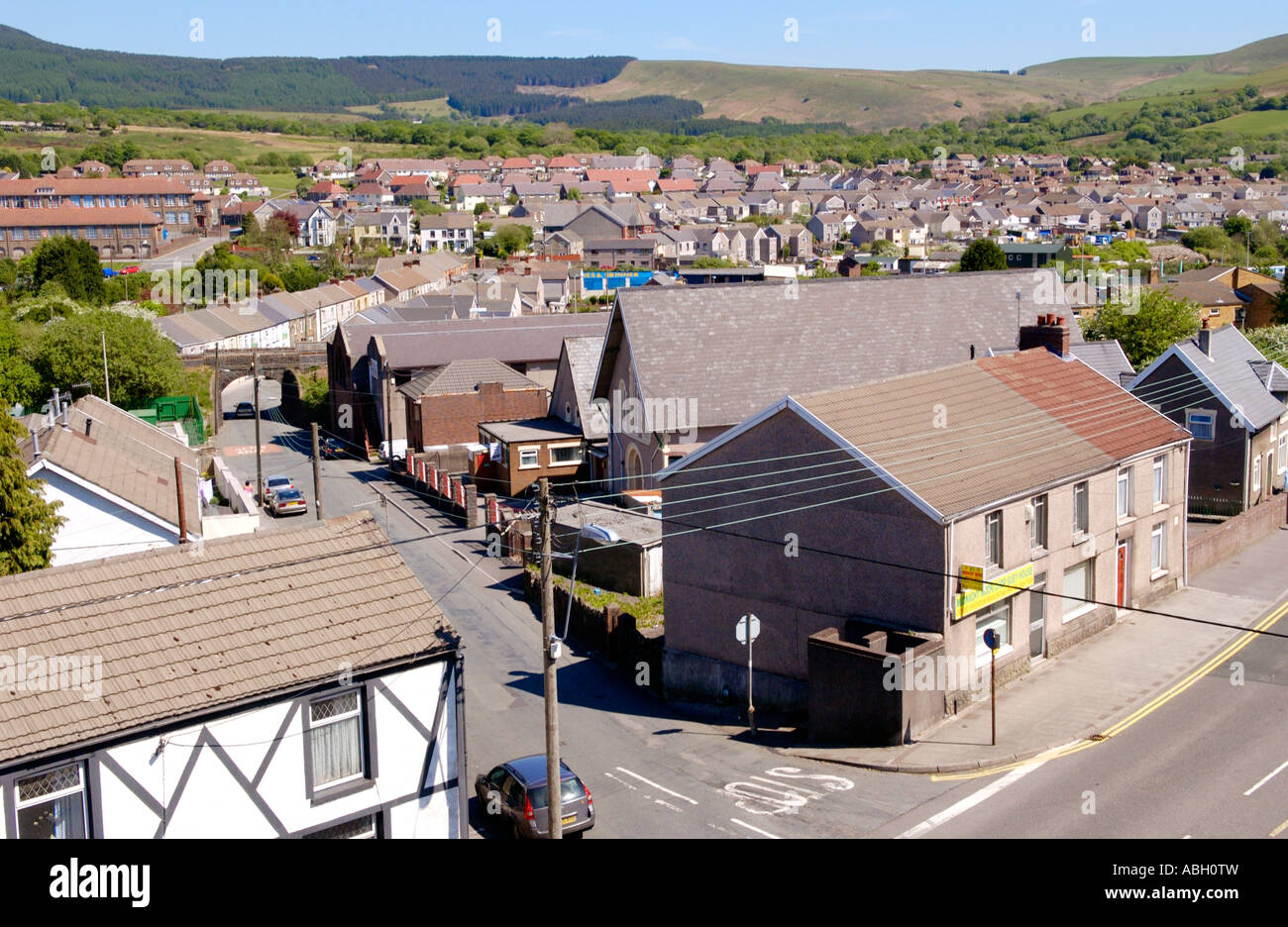 View over housing in the town of Maesteg near Bridgend South Wales UK