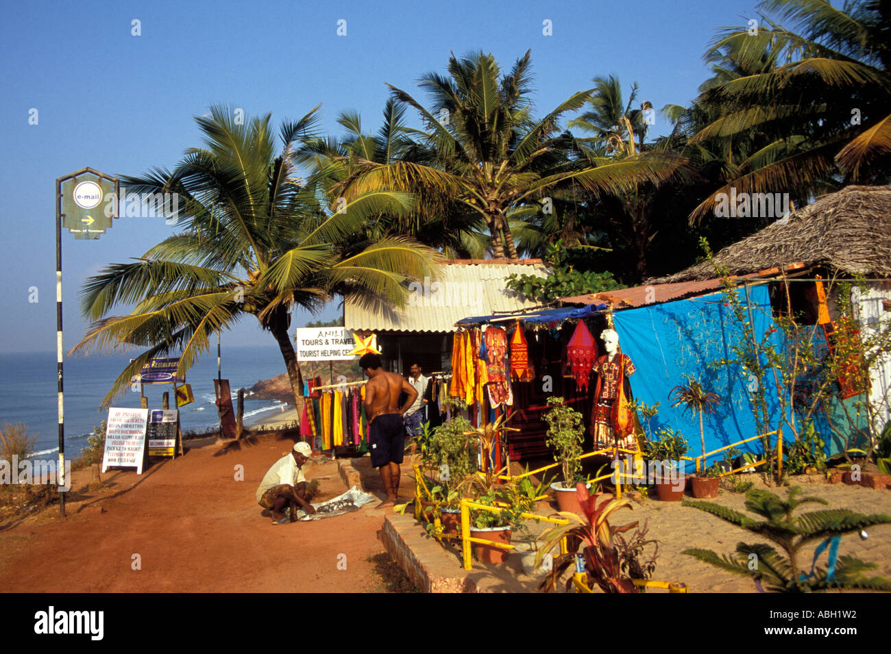 Varkala Beach Stalls, Kerala, South India Stock Photo
