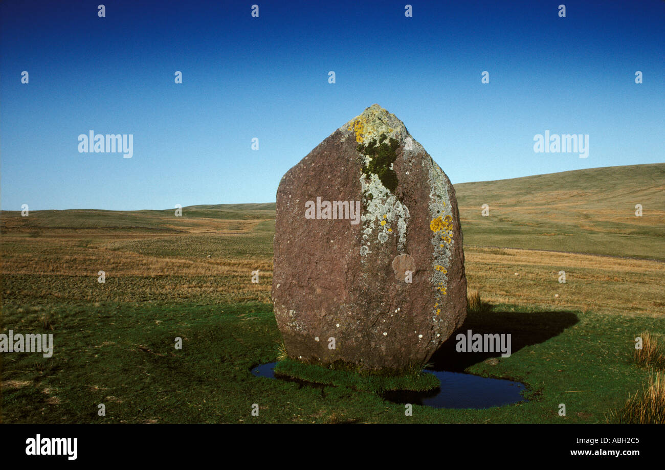Maen Llia, Nr near  Ystradfellta, Powys, Wales  Diamond shaped standing stone twelve 12  feet tall 2 feet thick. HOMER SYKES Stock Photo