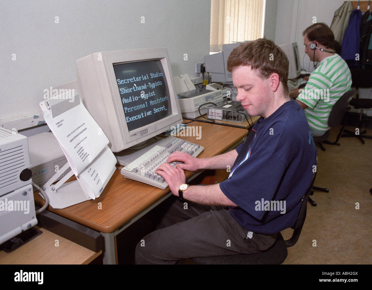 "Visually impaired college student using enlarged type on a computer